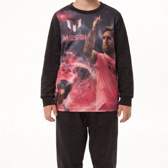 Messi Kids Pajama Set - Black and Pink - Picture 2 of 4